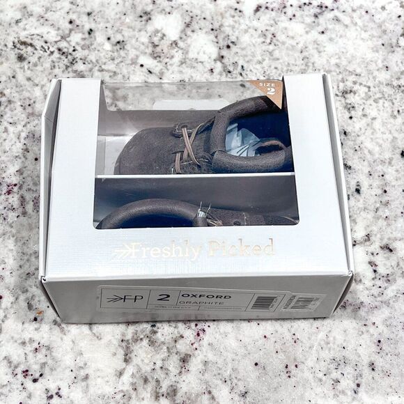 Brand New in Box! Freshly Picked Graphite Oxford Soft Sole Baby Crib Shoe Size 2 - Picture 3 of 4